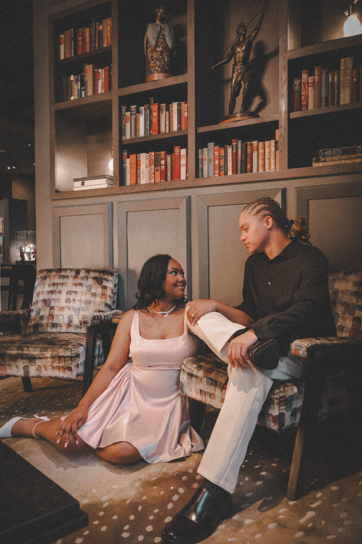 Couple reading together at home